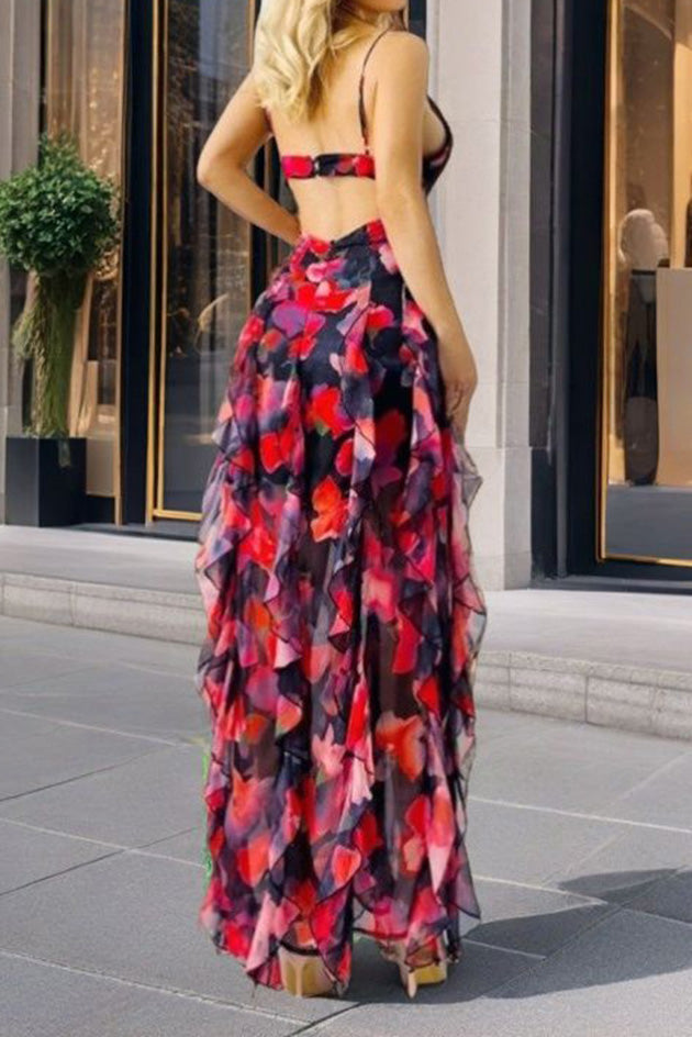 Ruffle Sheer Maxi Dress Lavish Daily