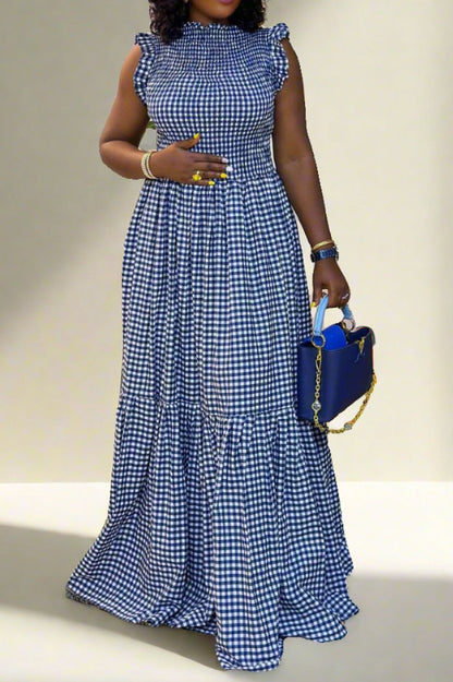 Navy Gingham Dress Lavish Daily