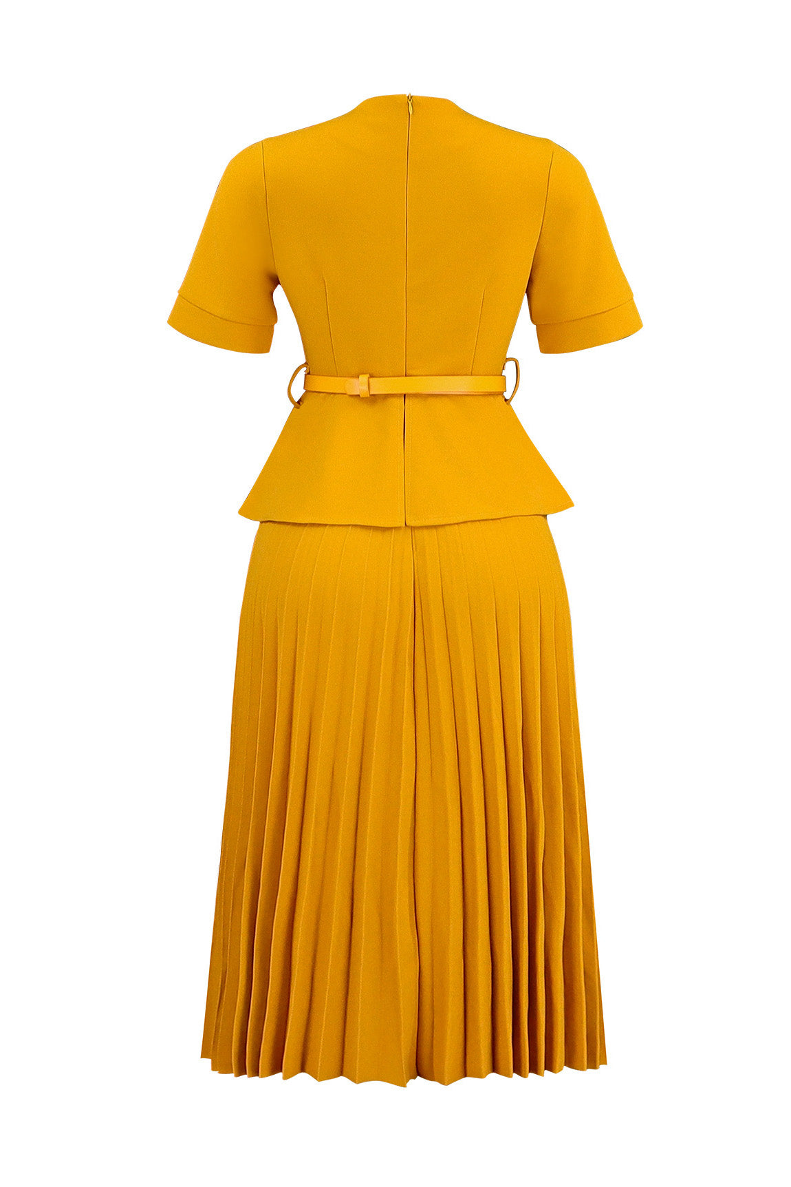Mock 2-Piece Peplum Pleated Midi Dress Lavish Daily