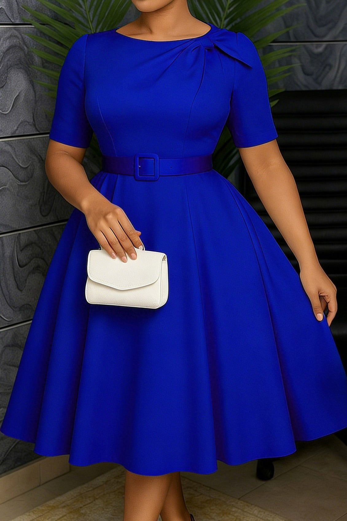 Elegant Bow Accent A-Line Midi Dress Lavish Daily