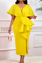 Beaded Ruffled Split Party Dress Lavish Daily