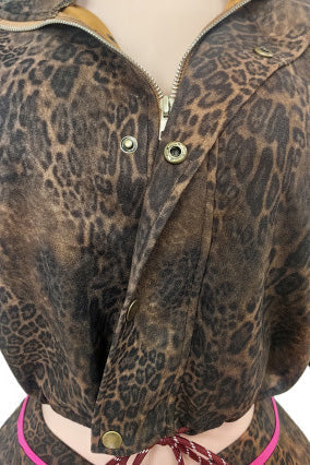 Leopard Cropped Jacket & Biker Short Set Lavish Daily