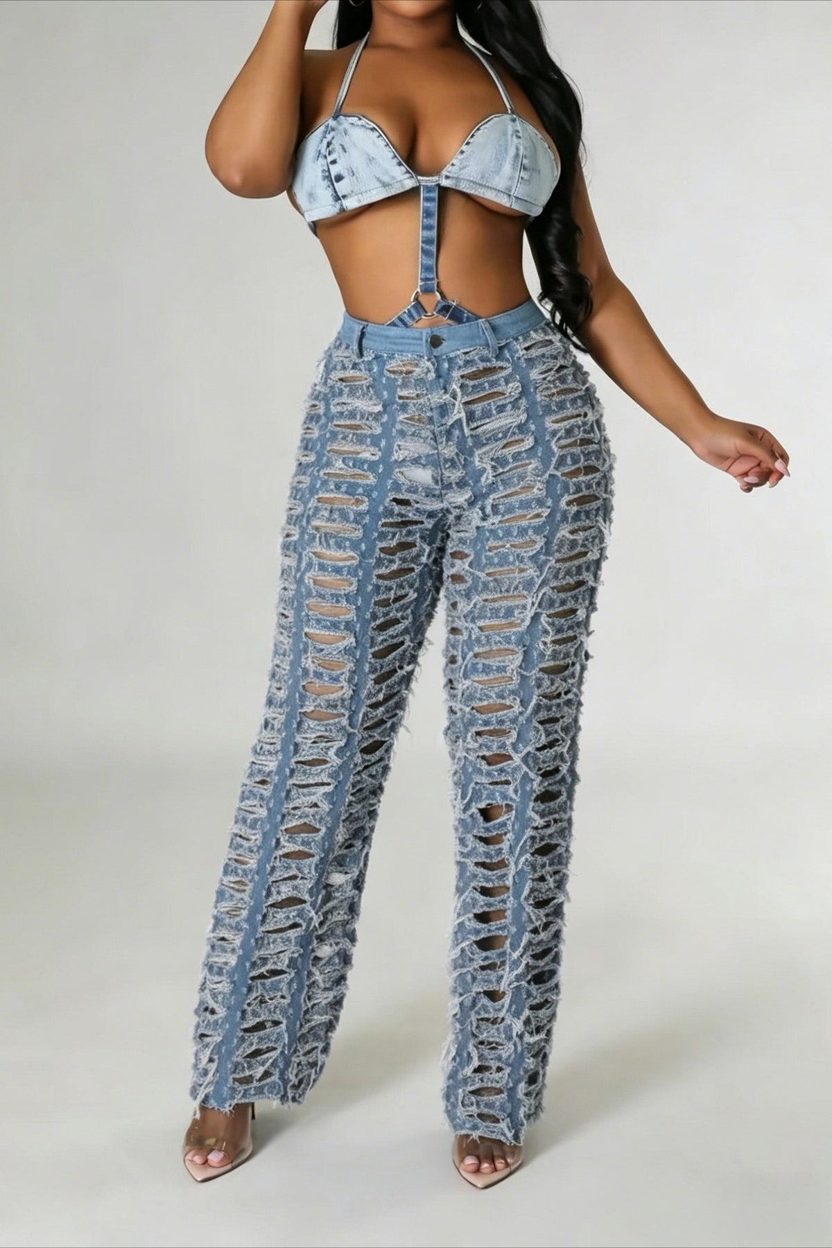 Extreme Shredded Denim Pants Lavish Daily