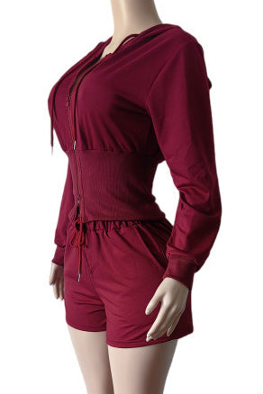 Cropped Zip Hoodie and Shorts Set Lavish Daily