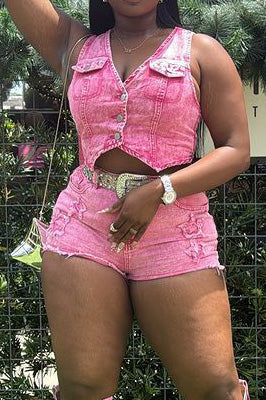 Denim Vest & Shorts Set Lavish Daily