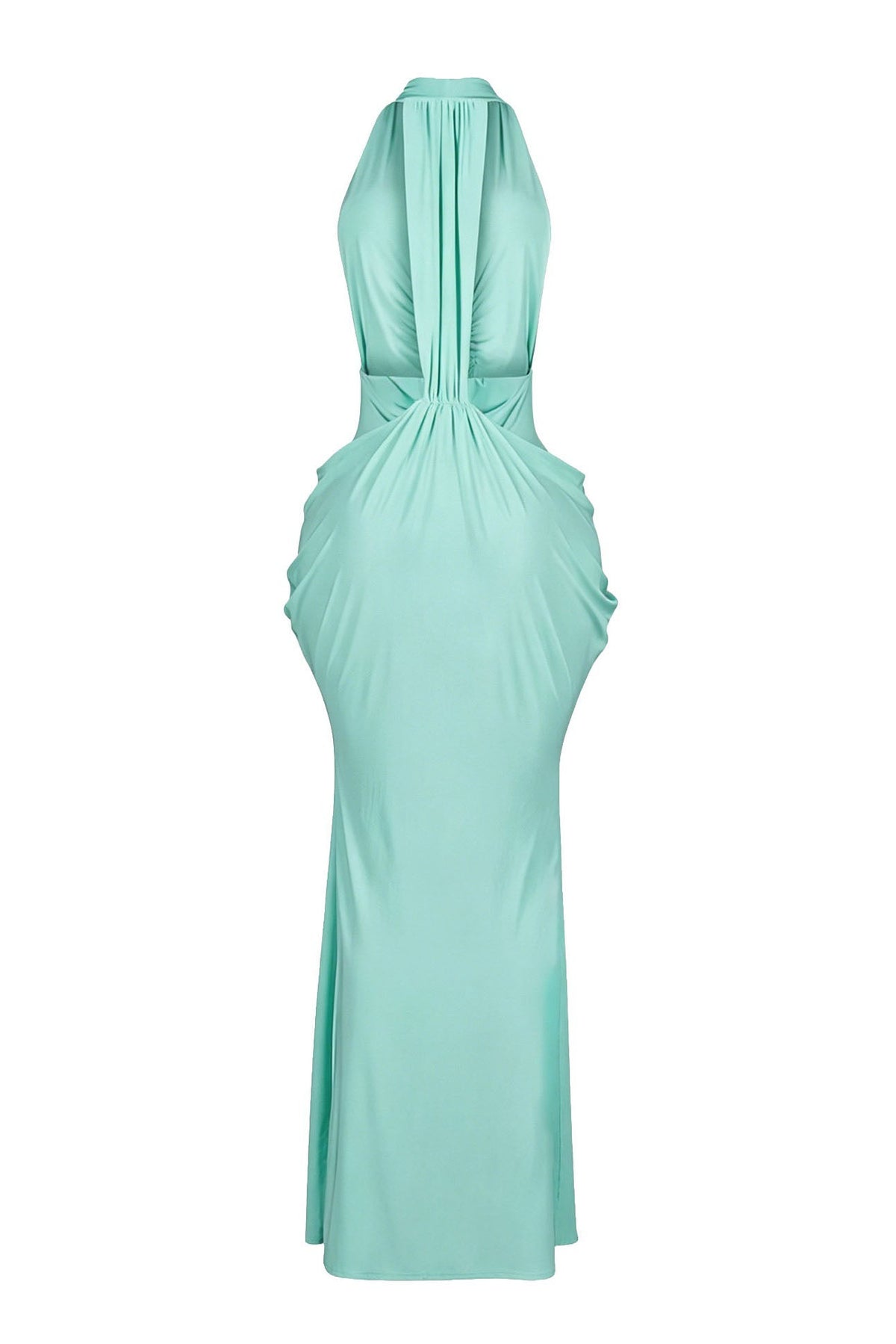 Plunging Halter Beaded Cutout Maxi Dress Lavish Daily