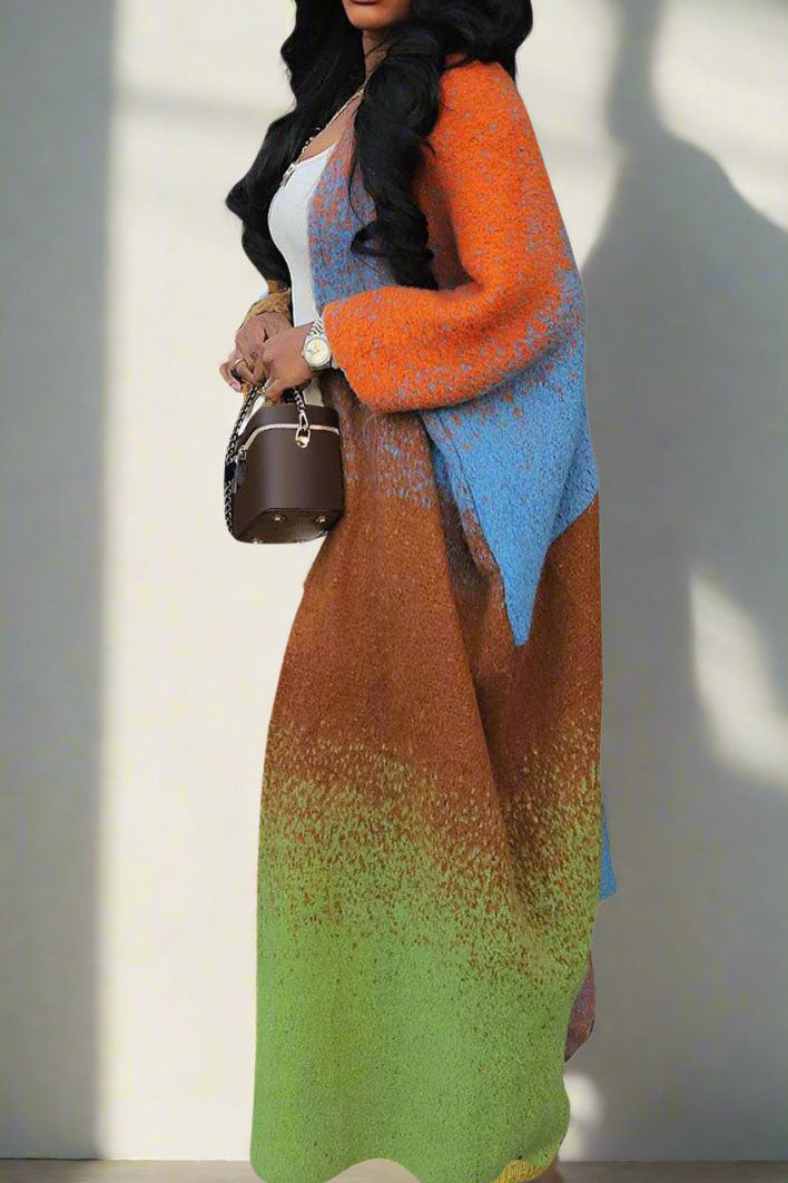 Loose Fit Knitted Long Cardigan