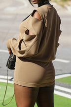 Ripped Loose Top & Fitted Mini Skirt Set Lavish Daily