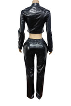 Faux Leather Jacket and Pants Set Lavish Daily