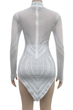 Rhinestone Embellished Sheer Mesh Mini Dress Lavish Daily