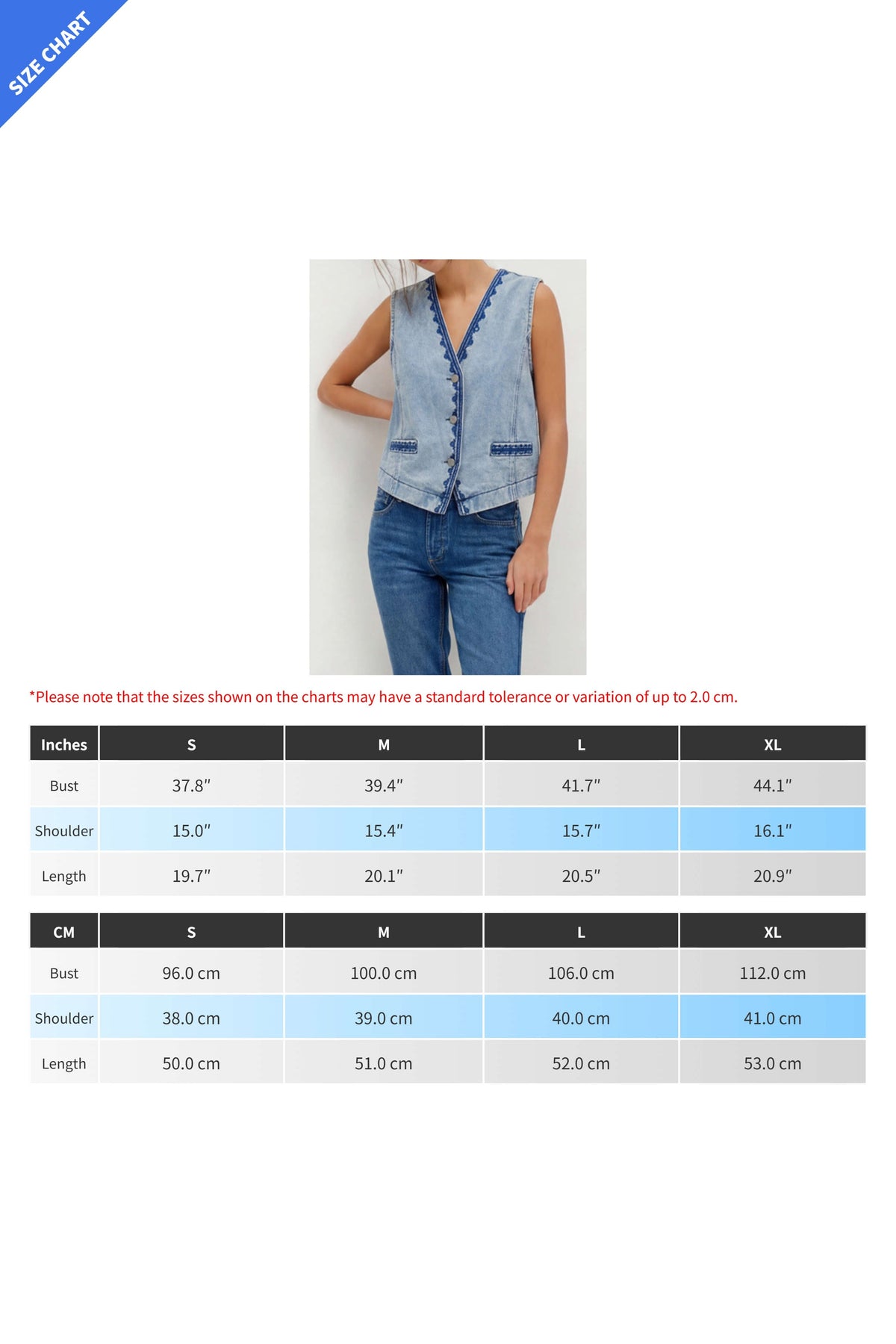 Embroidered Boho V-Neck Denim Vest LavishDaily