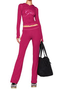 Printed Thumbhole Hoodie & Flare Set Lavish Daily