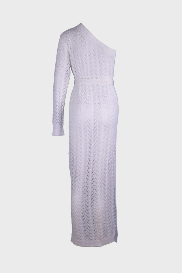 One Shoulder Crochet Split Knitted Dress Lavish Daily
