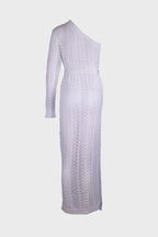 One Shoulder Crochet Split Knitted Dress Lavish Daily