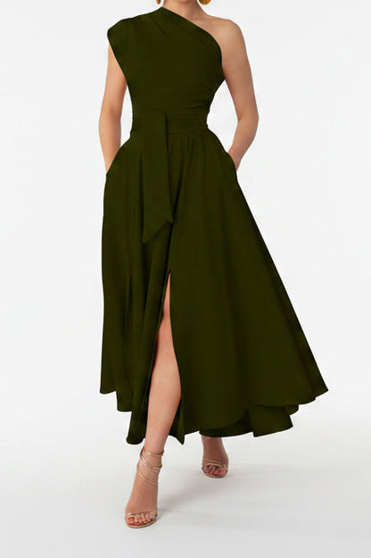 Elegant One-Shoulder A-Line Midi Dress Lavish Daily
