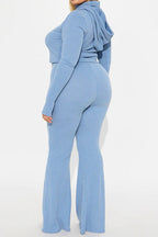 Solid High Neck Hoodie and Pants Set Lavish Daily