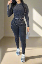 Ribbed Long Sleeve Top and Pant Two-piece Set Lavish Daily