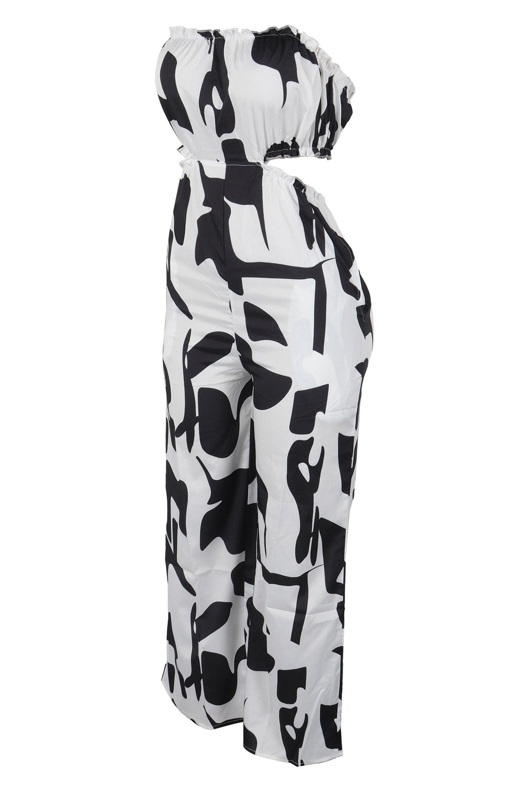 Strapless Printed Wide-Leg Jumpsuit Lavish Daily