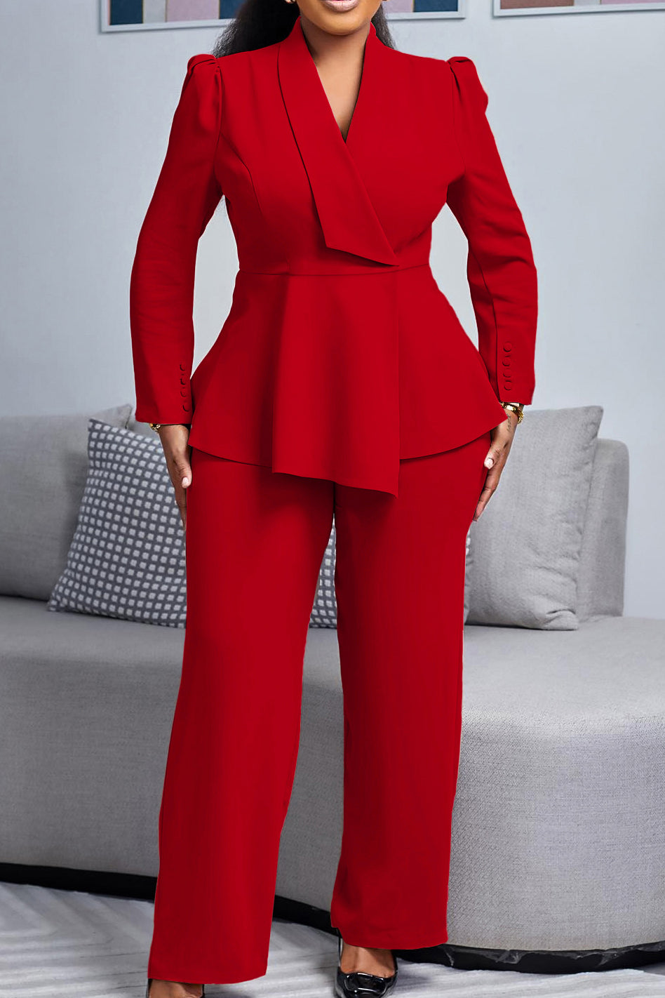 Lapel Blazer & Pants Set Lavish Daily