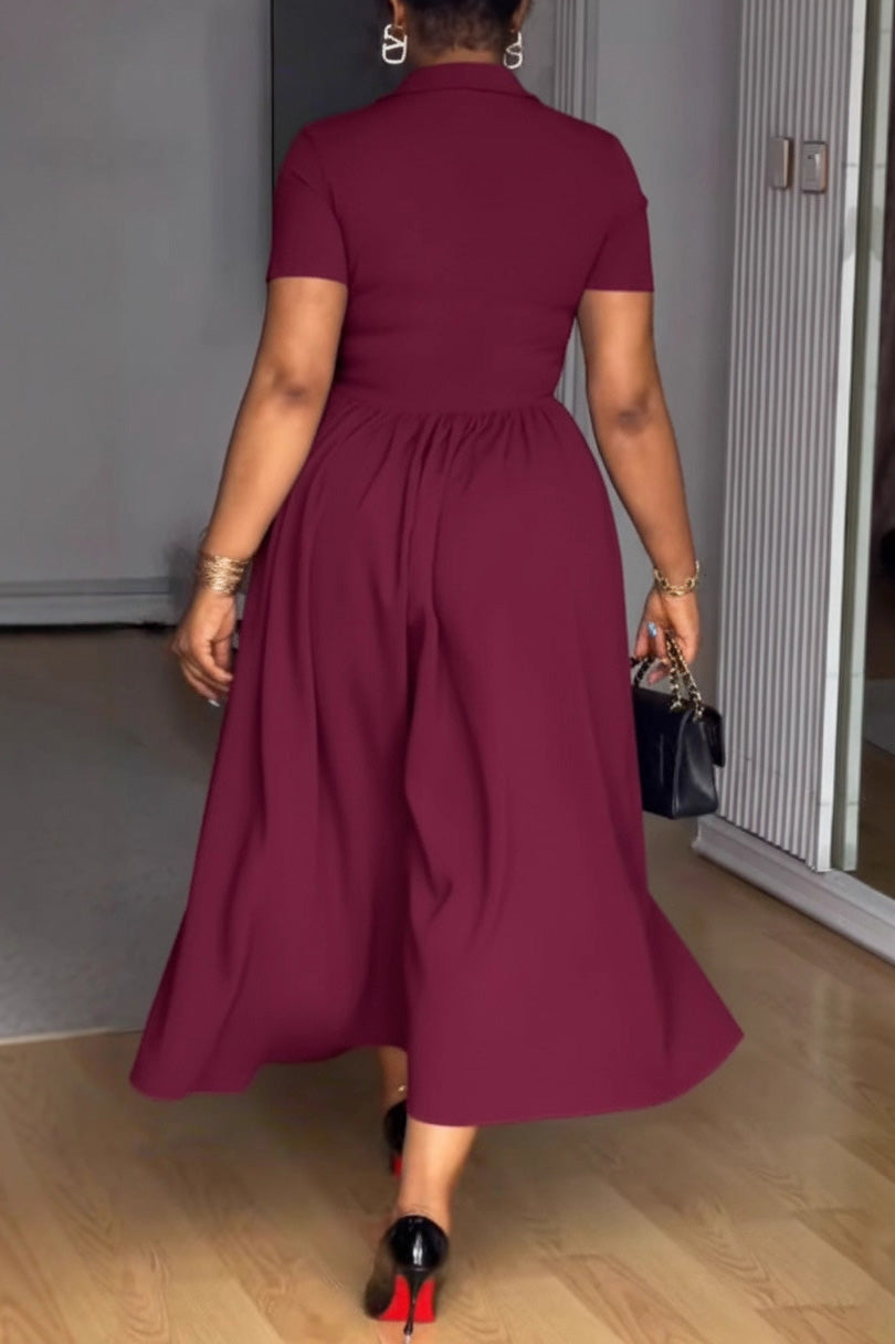 Tie Waist Lapel Loose Shirt Dress Lavish Daily