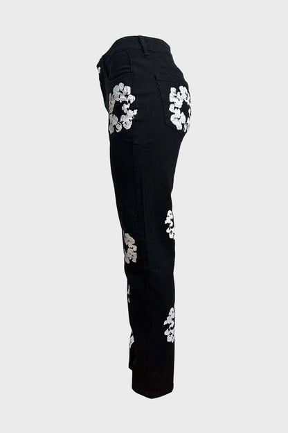 Flower Denim Jeans Lavish Daily