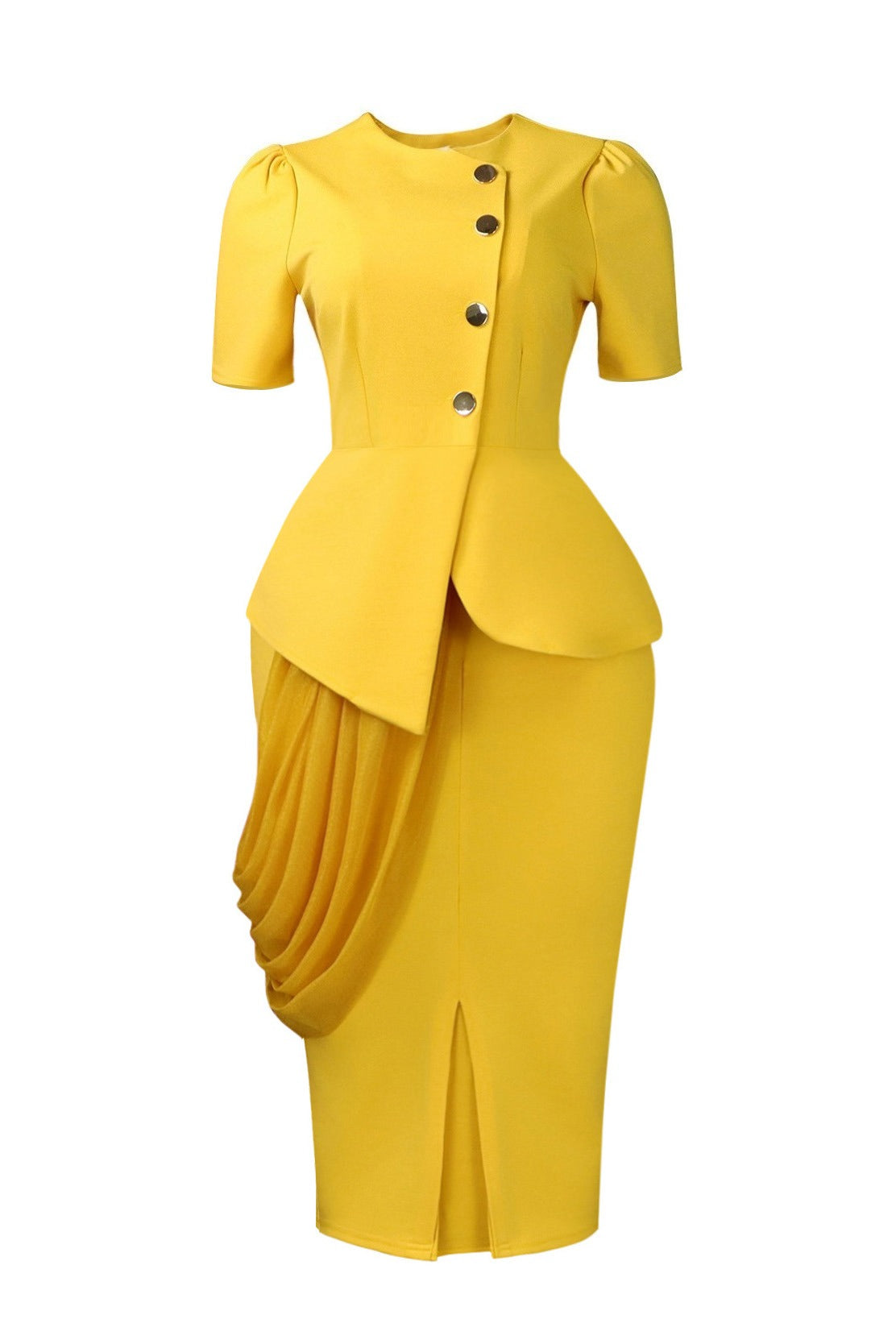 Asymmetrical Button Peplum Skirt Set Lavish Daily