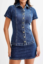Denim Mini Skirt And Top Two Piece Set Lavish Daily