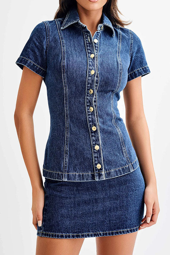 Denim Mini Skirt And Top Two Piece Set Lavish Daily