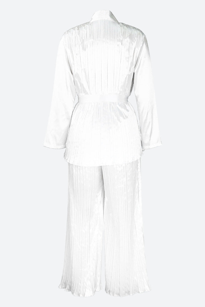 V Neck Long Sleeve Tops Wide Leg Pants Set Lavish Daily