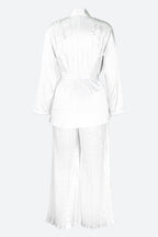 V Neck Long Sleeve Tops Wide Leg Pants Set Lavish Daily