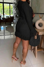 Knitted Fringe Skirt Set Lavish Daily