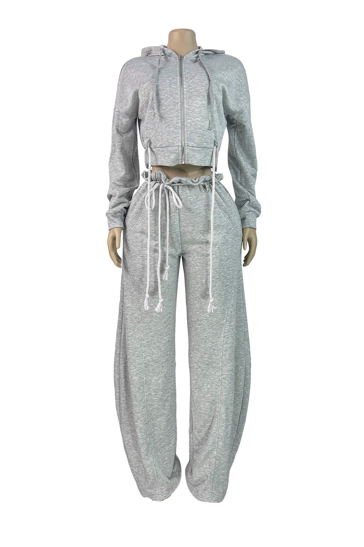 Drawstring Hoodie & Wide Leg Pants Set LavishDaily