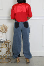 Striped Denim Jogger Pants Lavish Daily