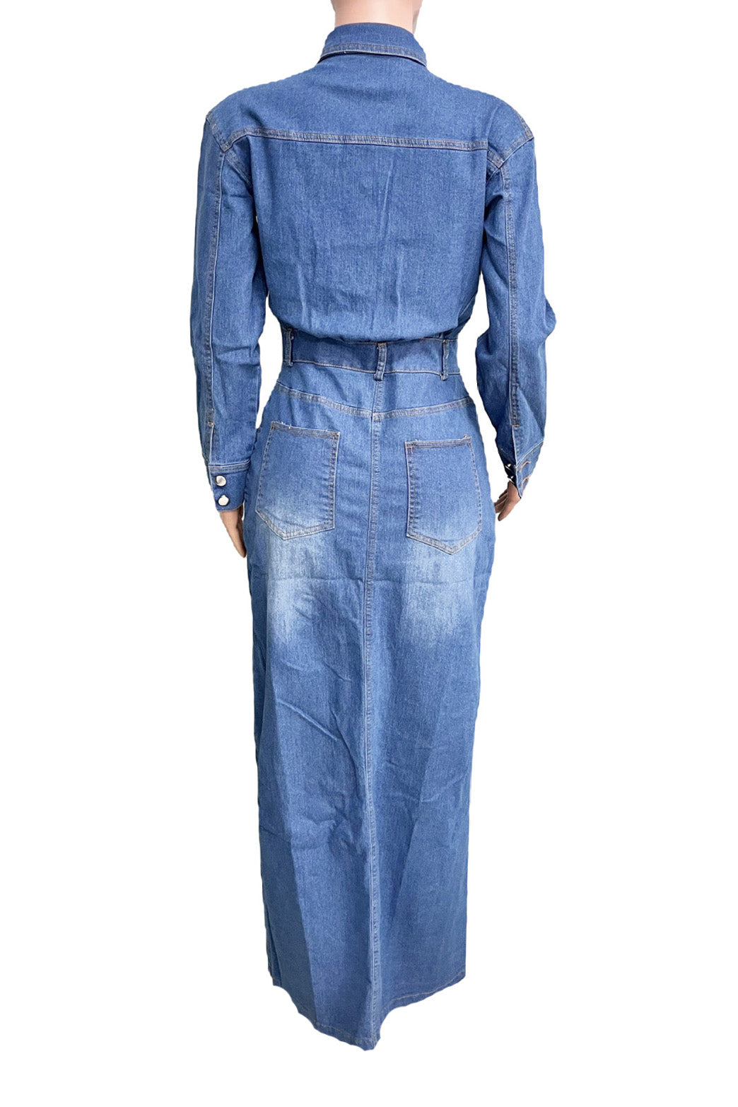 Long Sleeve Denim Trench Dress LavishDaily