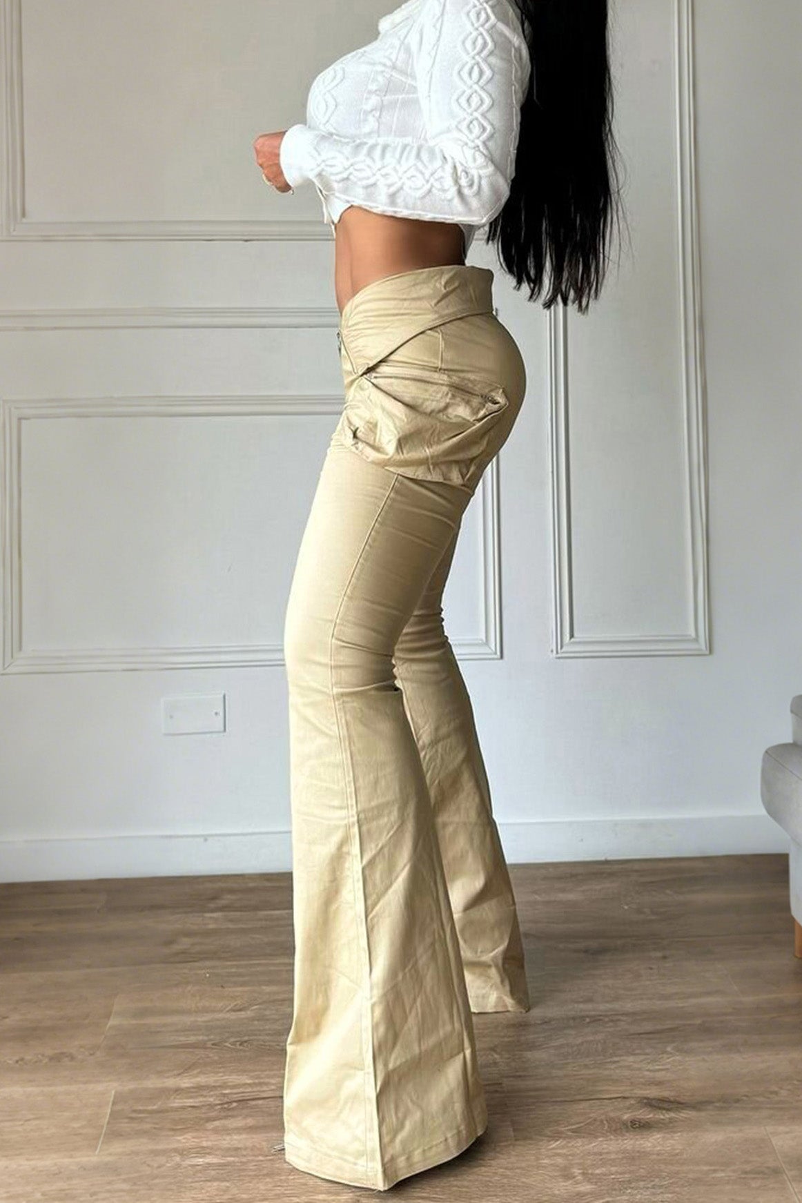 Zip Cargo Flared Pants LavishDaily