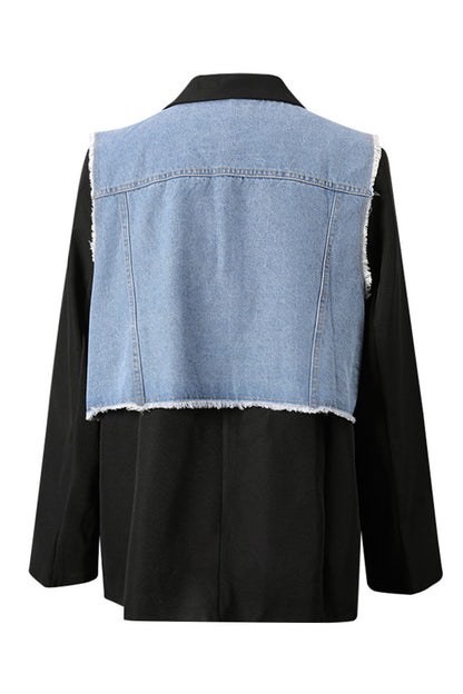 Faux Two-Piece Denim Blazer Lavish Daily
