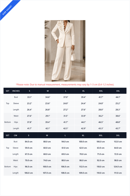 3D Floral Blazer Wide Leg Pants Set Lavish Daily