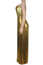 Metallic One-Shoulder Maxi Dress Lavish Daily