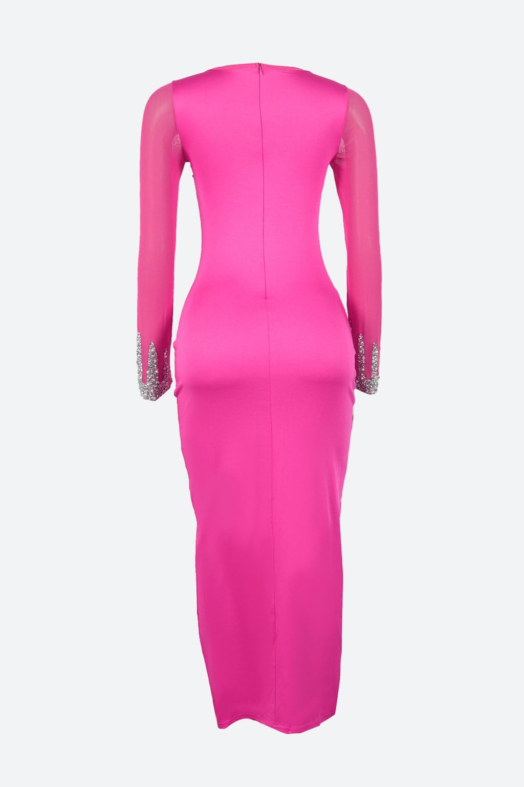 Diamond See-through Stitching Slit Dress Lavish Daily