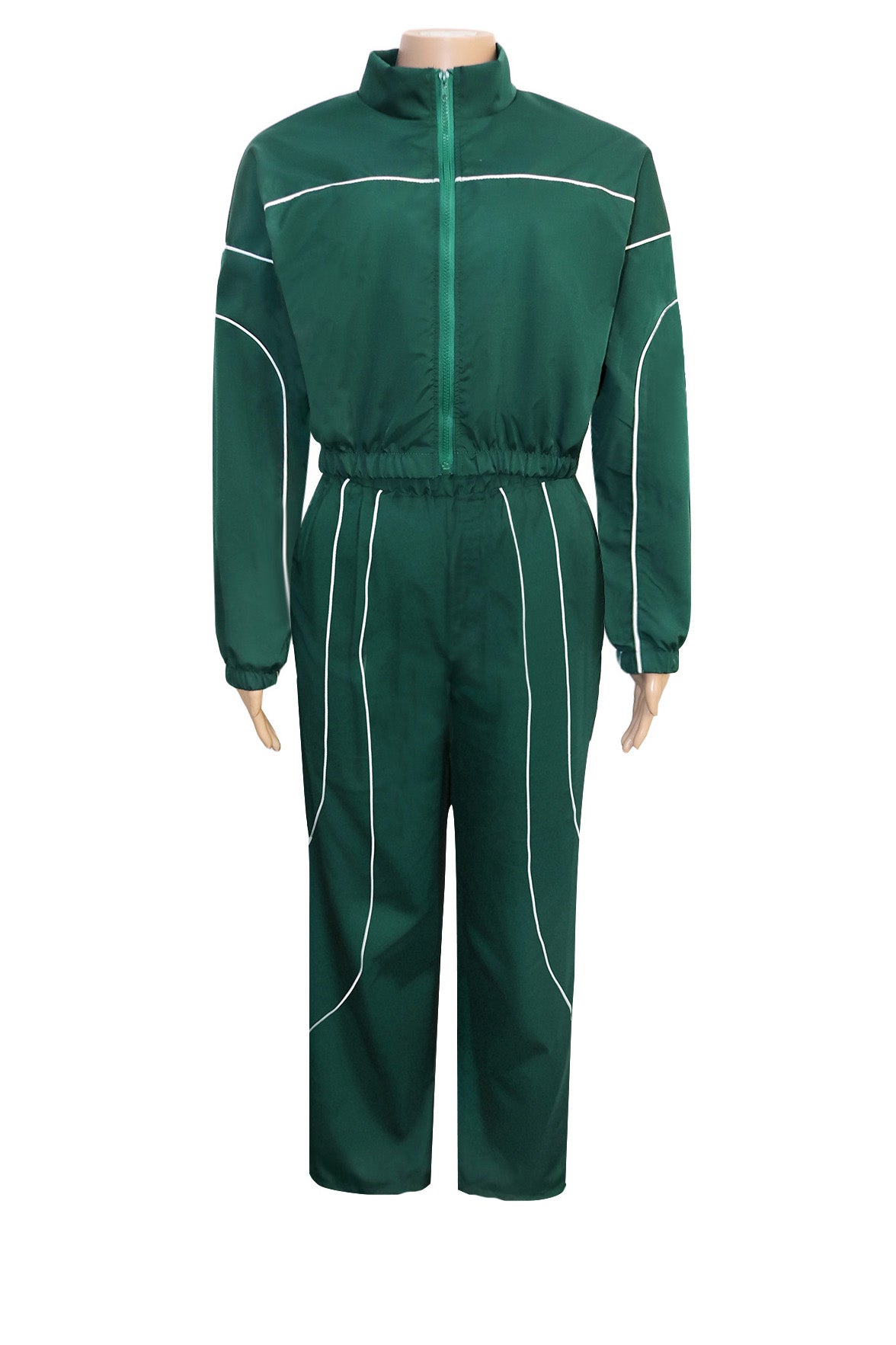 Contrast Piping Zip Pant Set Lavish Daily