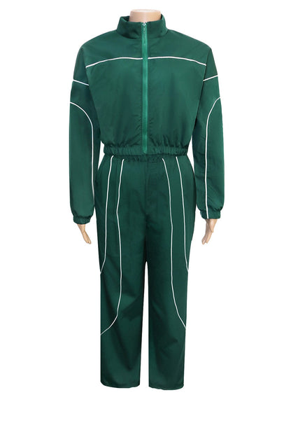 Contrast Piping Zip Pant Set Lavish Daily