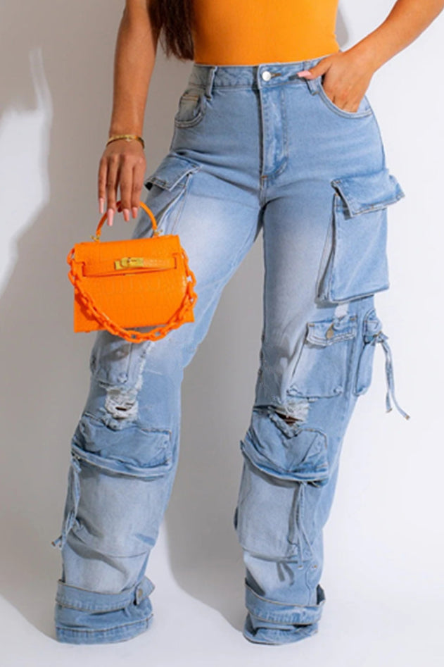 Ripped Wide-leg Jeans Lavish Daily