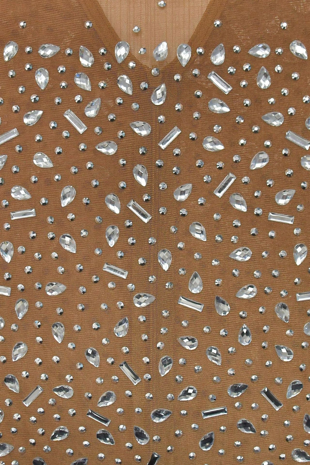 Mesh Rhinestone Long Sleeve Maxi Dress Lavish Daily