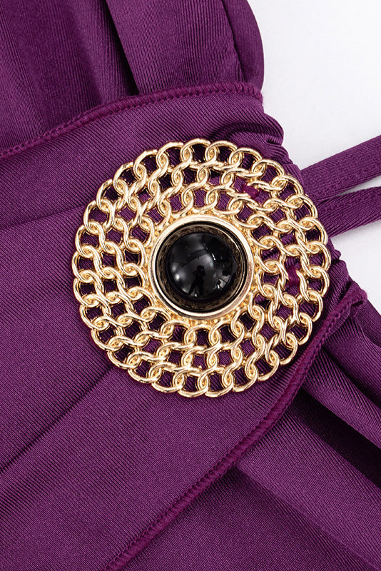 Draped Halter Hardware Mini Dress Lavish Daily