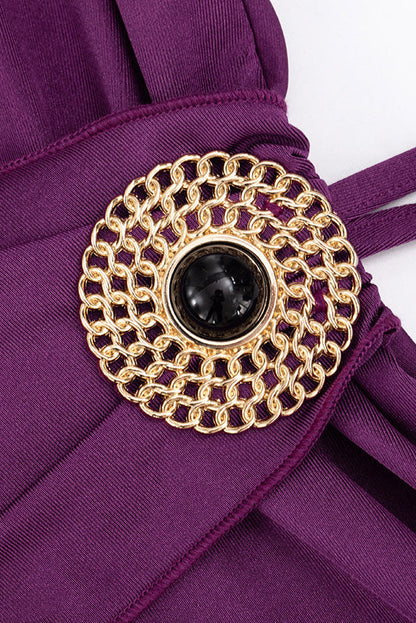 Draped Halter Hardware Mini Dress Lavish Daily