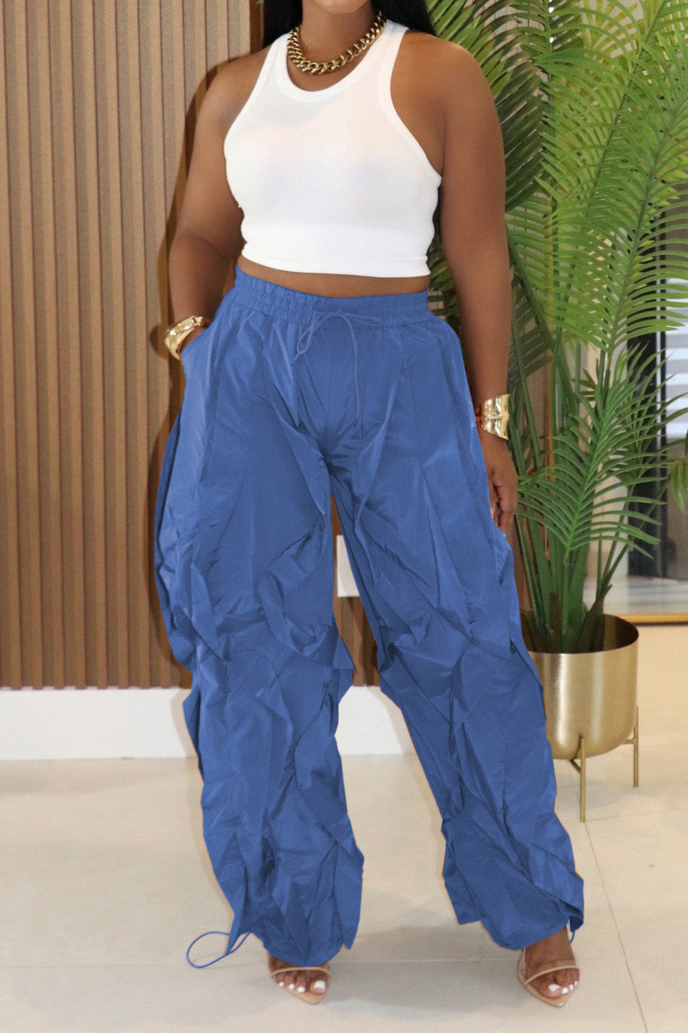 Pleated Wide Leg Casual Pants Lavish Daily