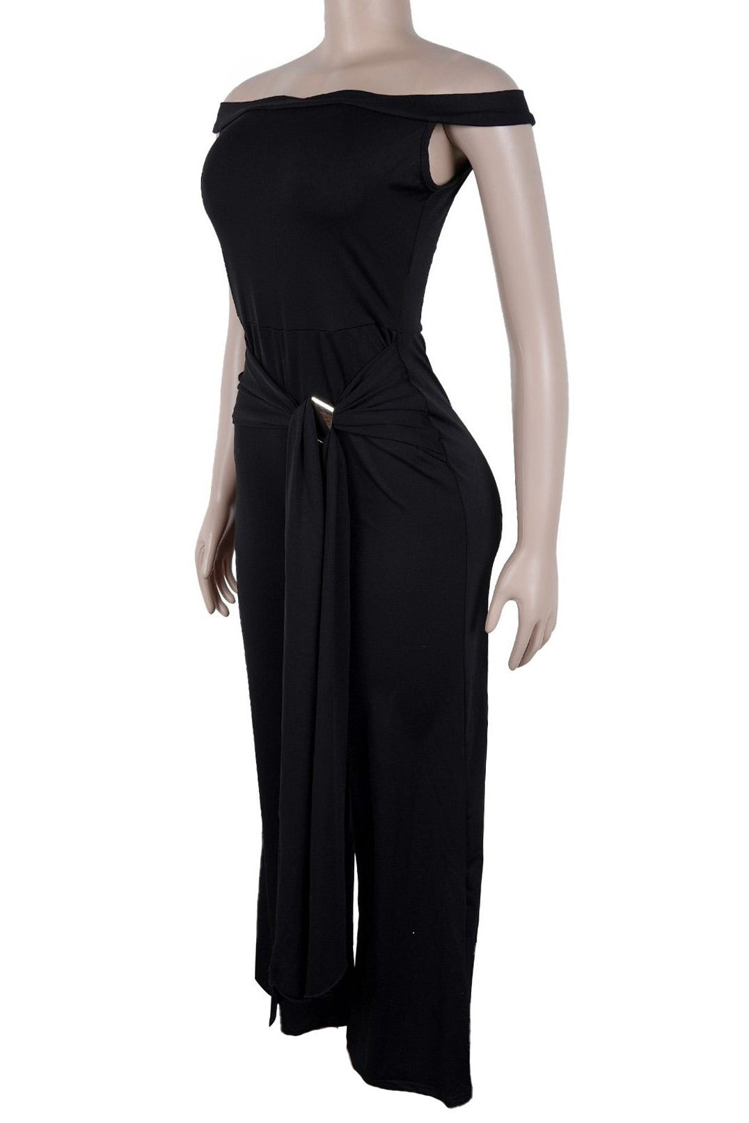Stretch Off Shoulder Tie Detail Jumpsuit Lavish Daily