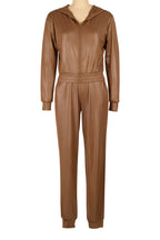 Hooded Faux-Leather Jacket & Jogger Set Lavish Daily