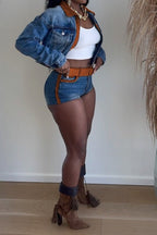 Retro Stretch Denim Colorblock Set Lavish Daily