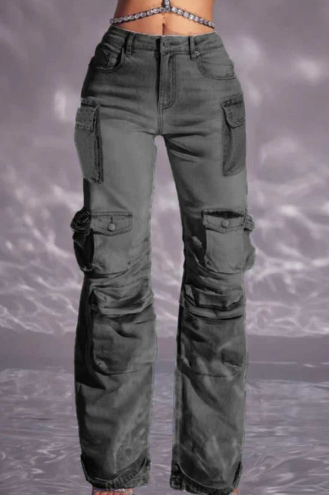 Multi-Pocket Utility Cargo Jeans Lavish Daily